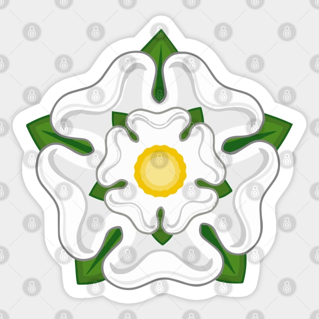 English White York Rose Tudor Heraldic Emblem Sticker by RetroGeek